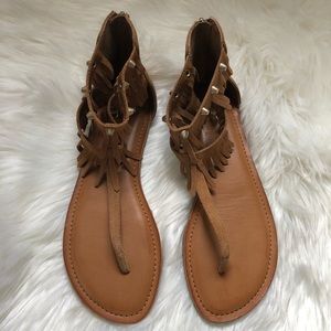 Gianna Bini suede fringe sandals SZ 9